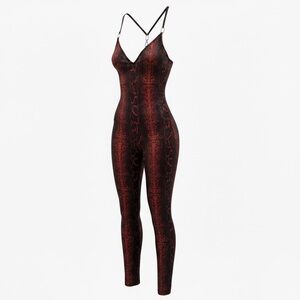Vintage 90’s Y2K Gottex red snakeskin python Jumpsuit Catsuit
